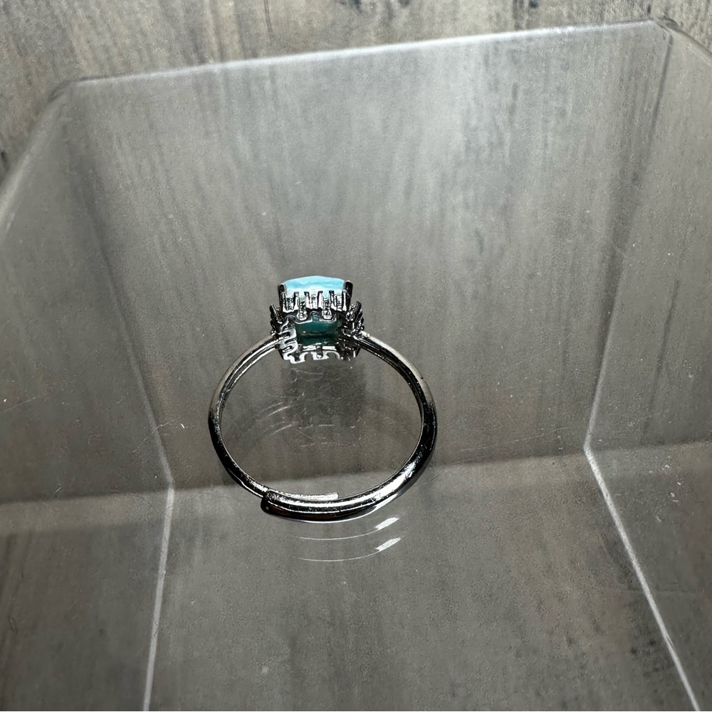 Larimar Square Crystal Stone Adjustable Ring Blue - image 5